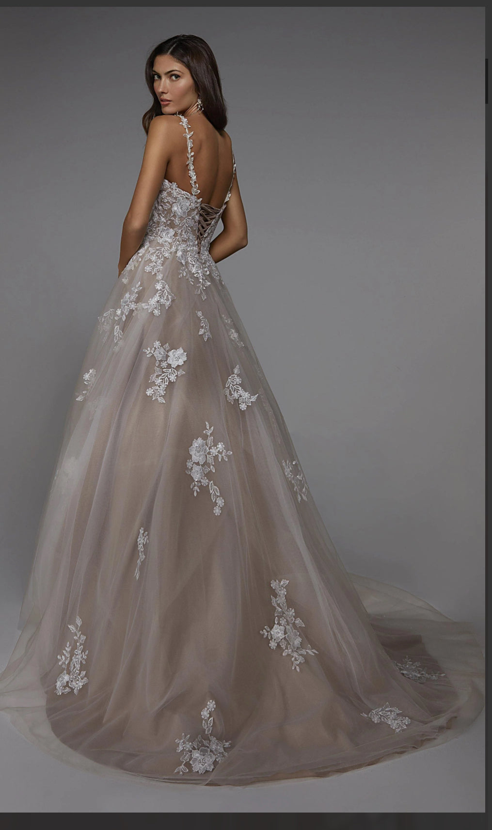 Alyce Paris
Wedding Dress: 5090. Long, Plunging Neckline, Medium Fullness