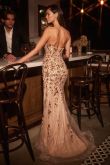 CM382 STRAPLESS SEQUIN EMBELLISHED FITTED DRESS