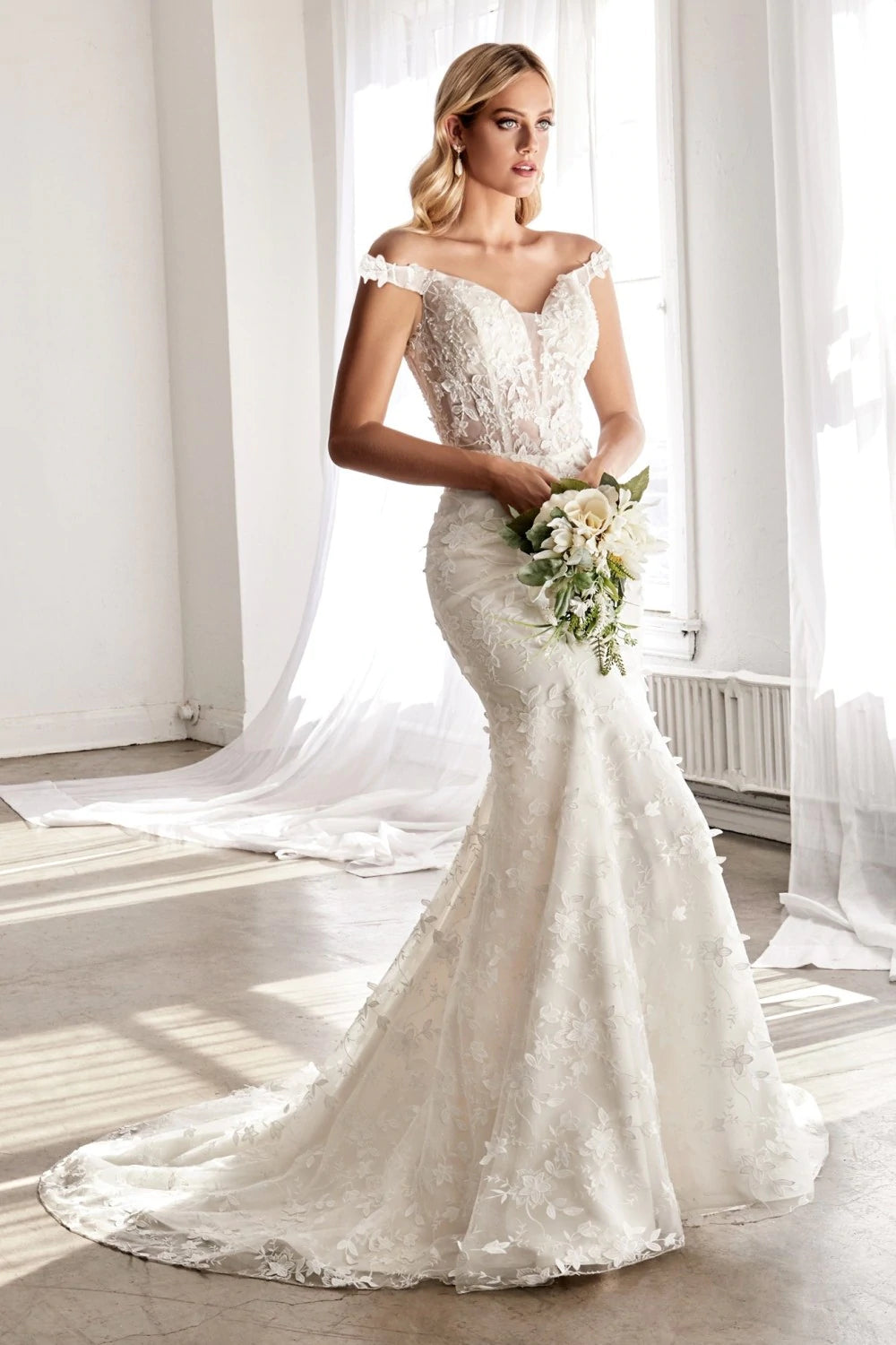 Floral Mermaid Wedding Gown Brittany's Boutique Gowns Floral Mermaid Wedding Gown Brittany's Boutique Gowns