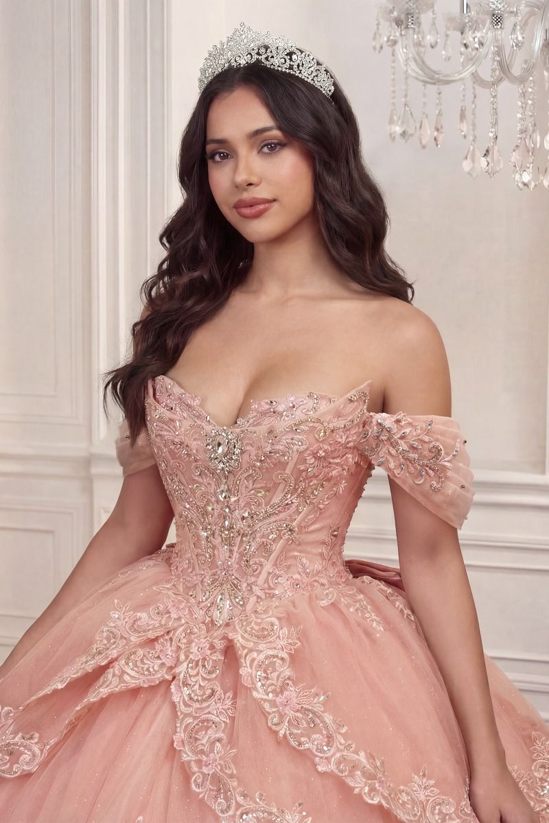 Applique Off Shoulder Ball Gown by Ladivine 15729