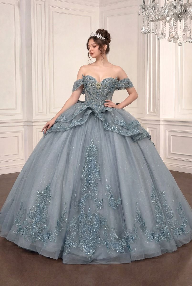 Applique Off Shoulder Ball Gown by Ladivine 15729