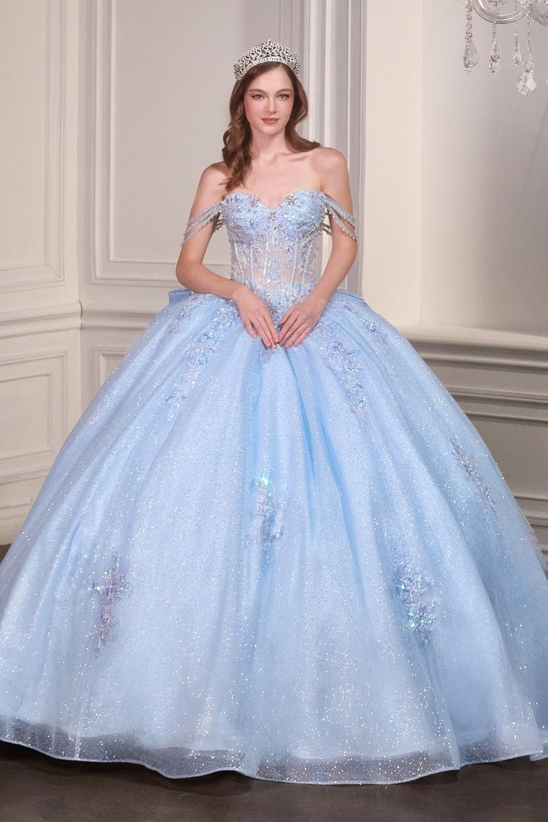 Off Shoulder Corset Ball Gown by Ladivine 15735