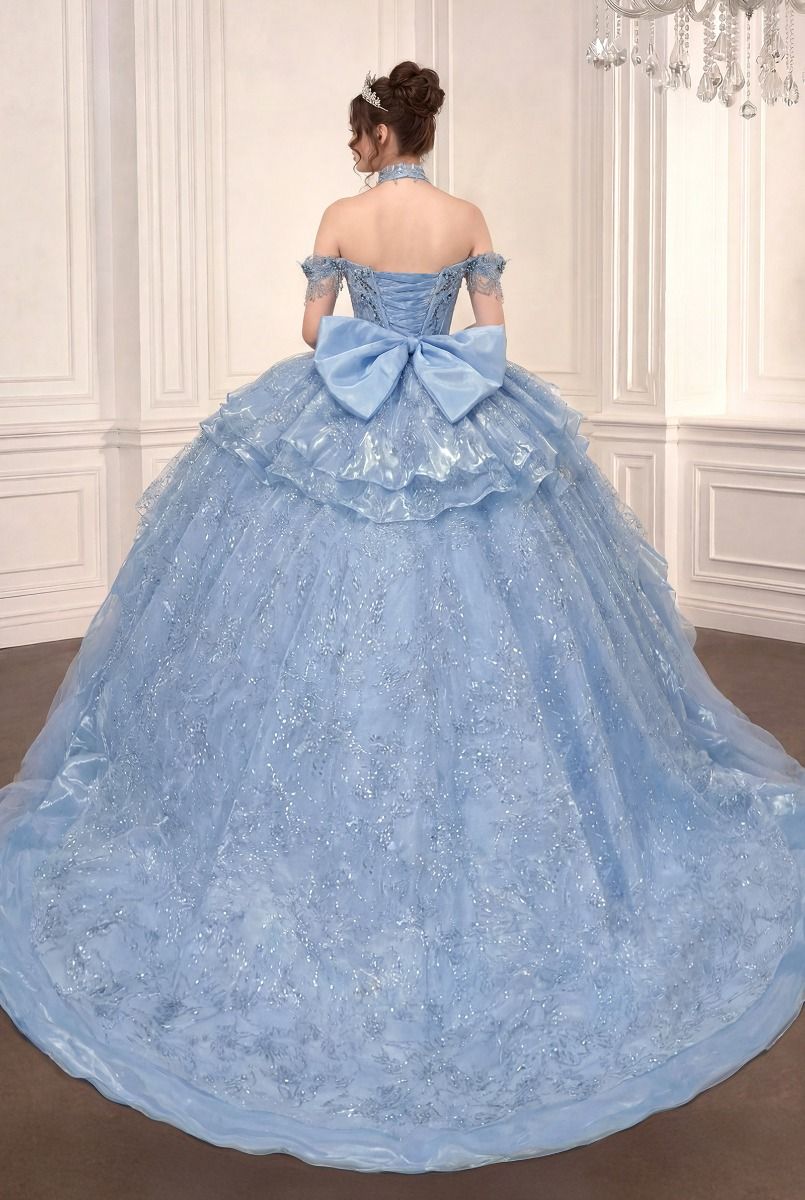 Off Shoulder Ball Gown with Mini Skirt by Ladivine 15742