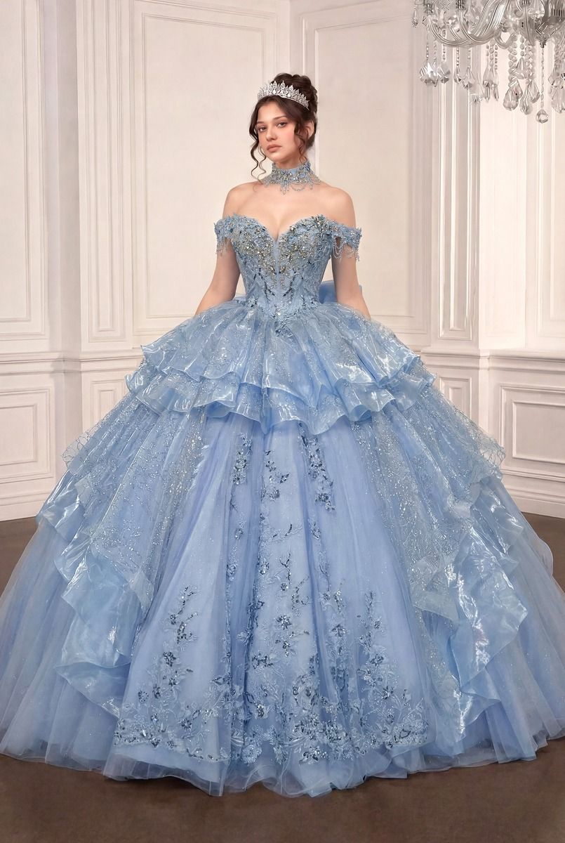 Off Shoulder Ball Gown with Mini Skirt by Ladivine 15742
