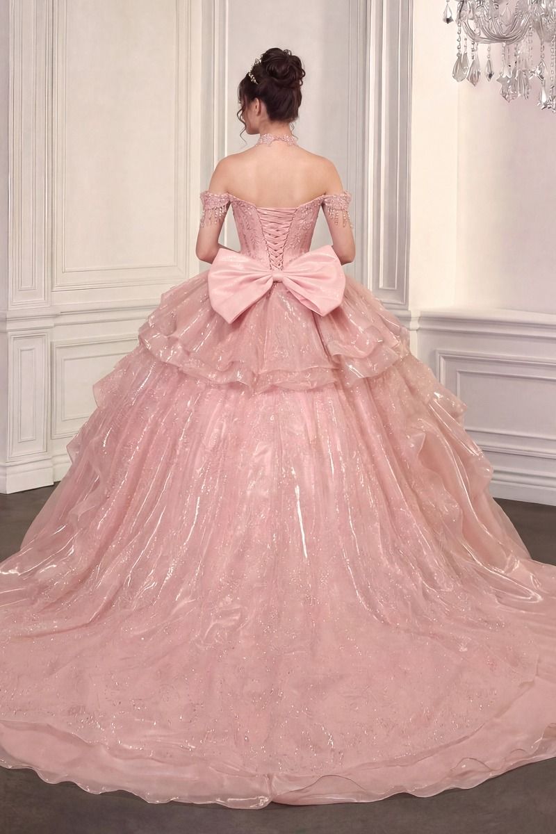 Off Shoulder Ball Gown with Mini Skirt by Ladivine 15742