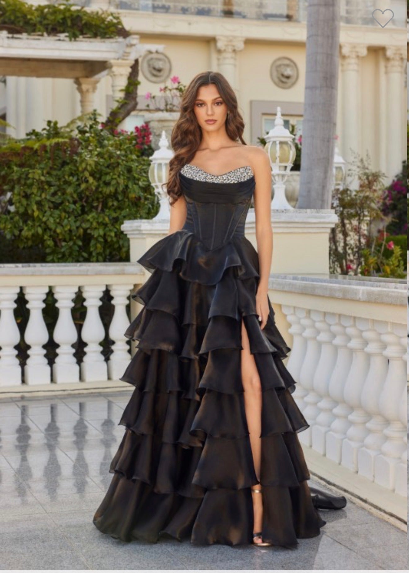 Moonlight Organza Strapless  Layered Gown