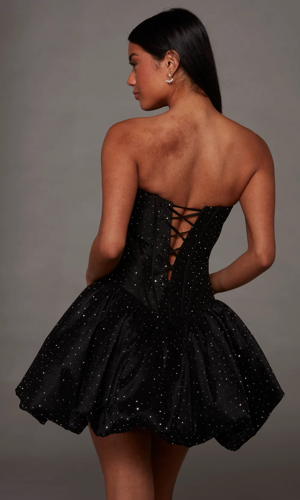 Rhinestone Studded Bubble Hem Party Dress by Alyce Paris 30125
