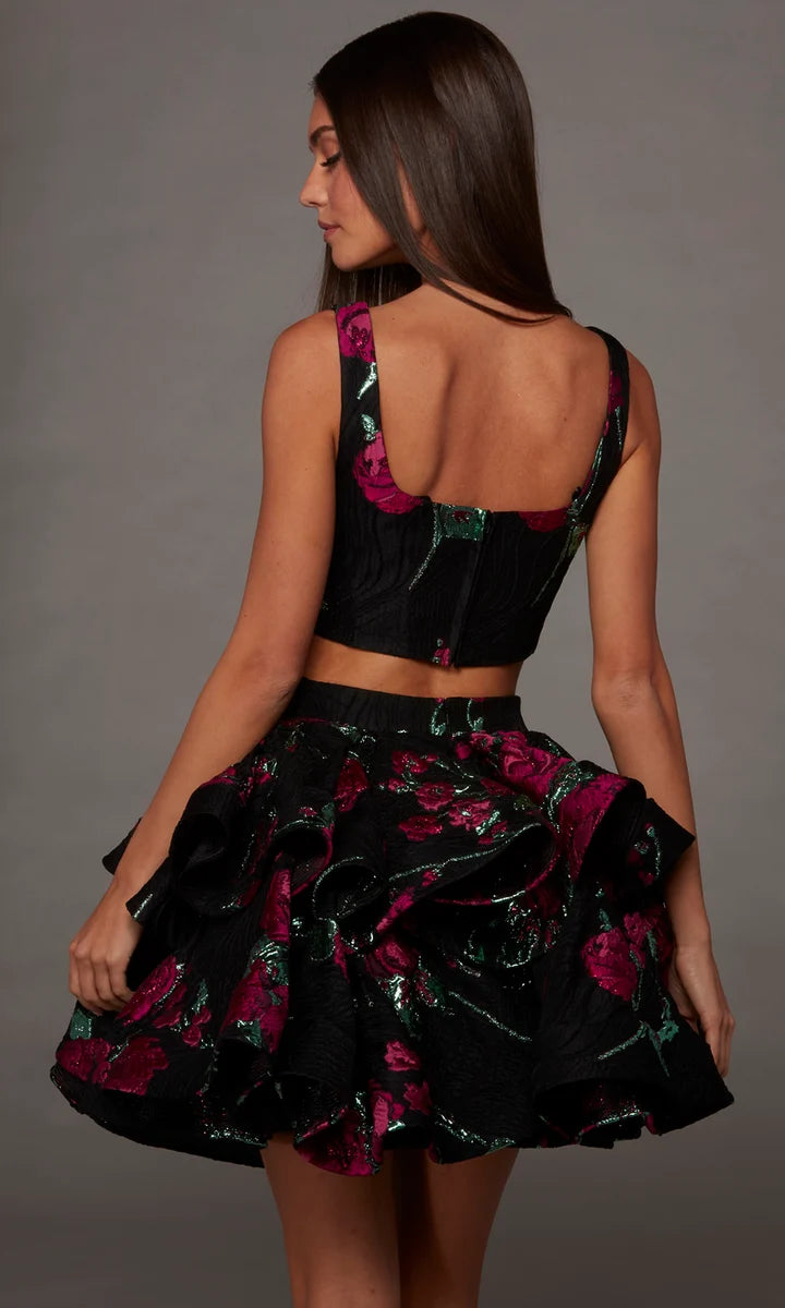 Jacquard A-Line Two Piece Mini Dress by Alyce Paris 30126