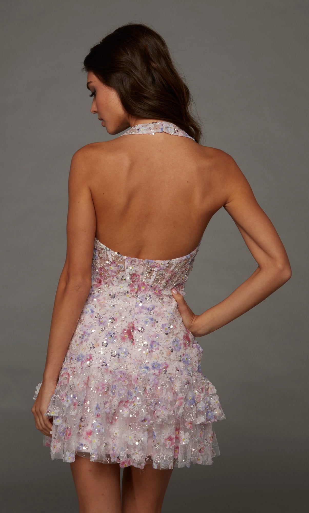 Alyce Paris 30128 Homecoming Short Halter Neckline 80s Inspired A line Dress