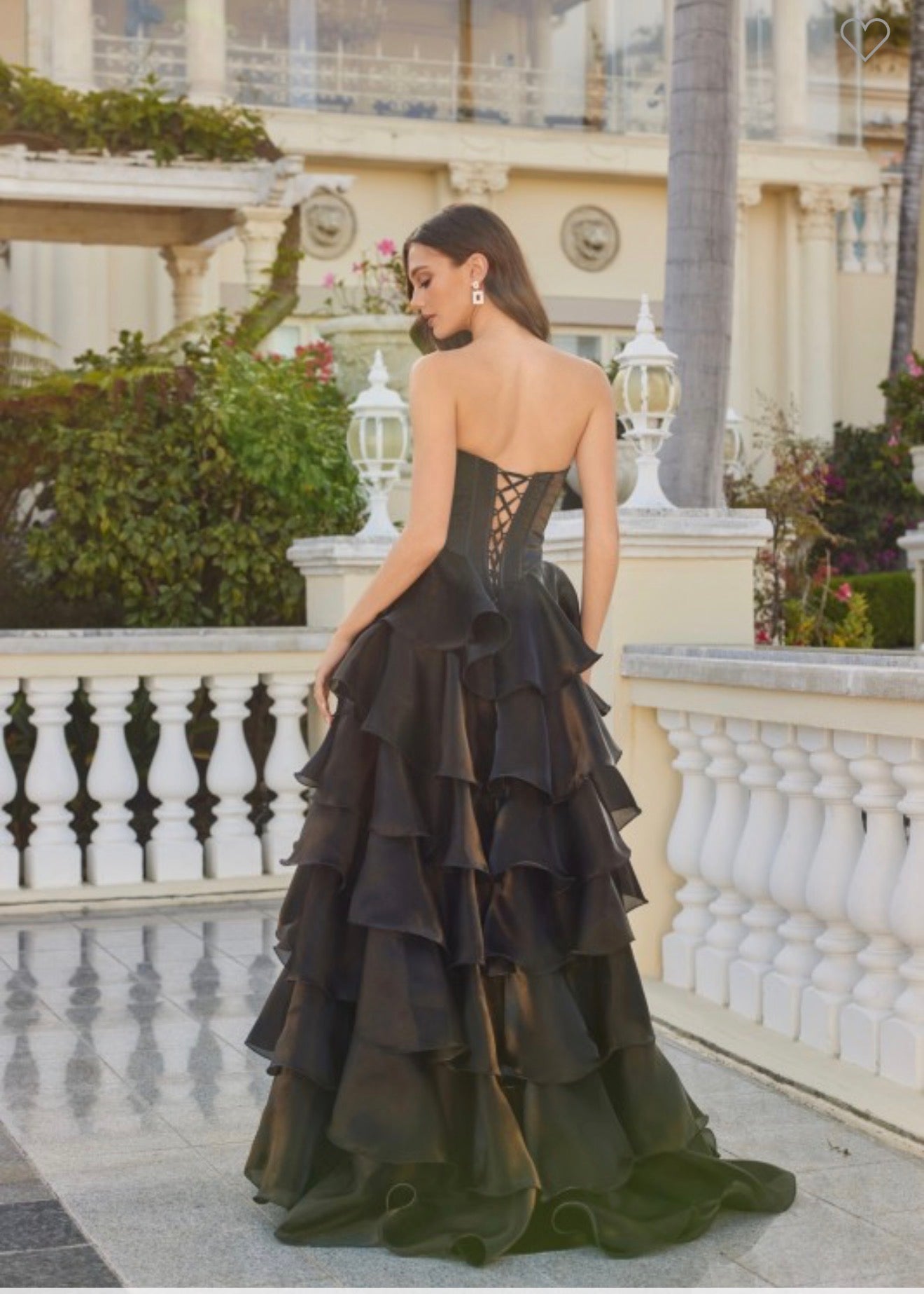 Moonlight Organza Strapless  Layered Gown