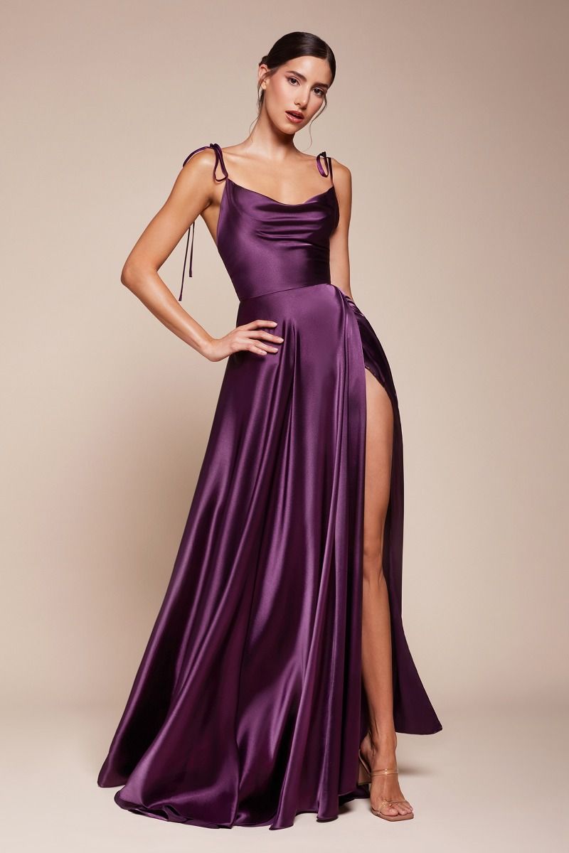Long Satin A-line Dress BD104