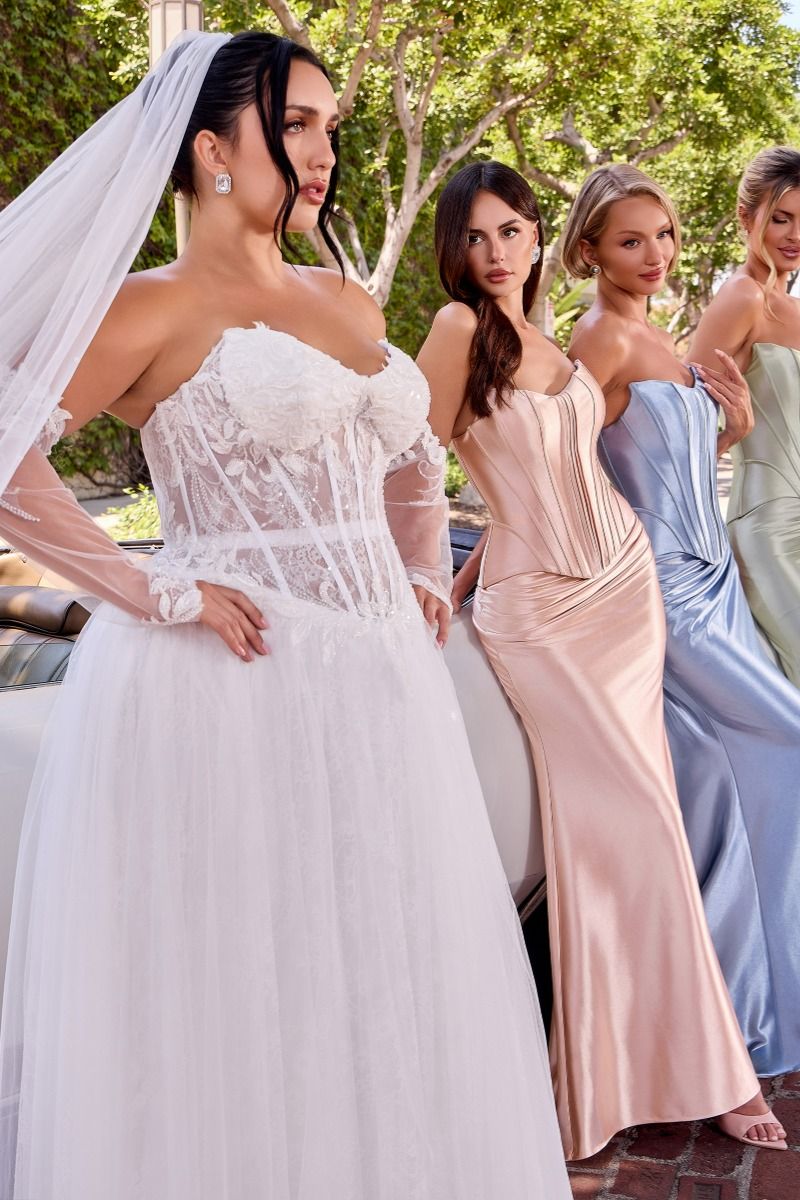 Satin Fitted Strapless 2-Piece Gown by Ladivine CH2602
