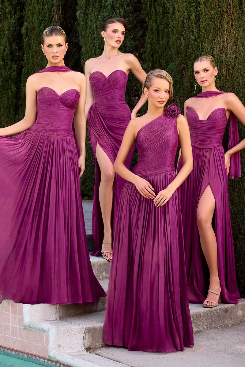 Chiffon Strapless A-line Gown by Ladivine CD414
