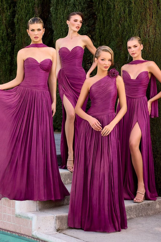Chiffon Strapless A-line Gown by Ladivine CD414