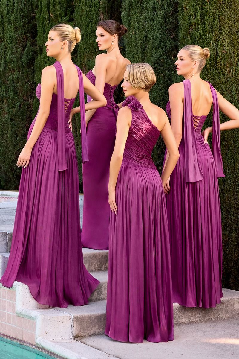 Chiffon Strapless A-line Gown by Ladivine CD414