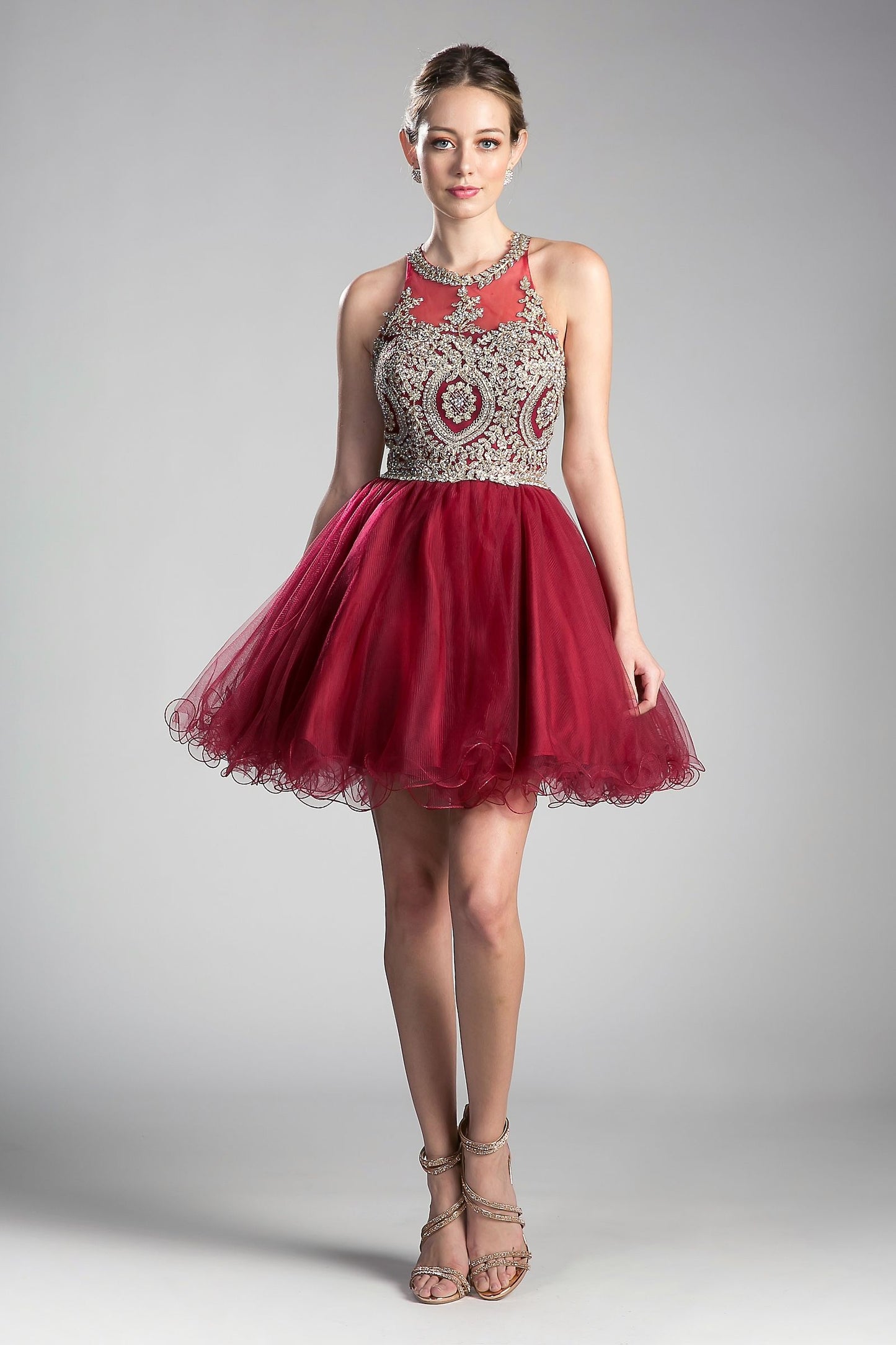 Short Lace Applique Dress by Cinderella Divine UJ0119