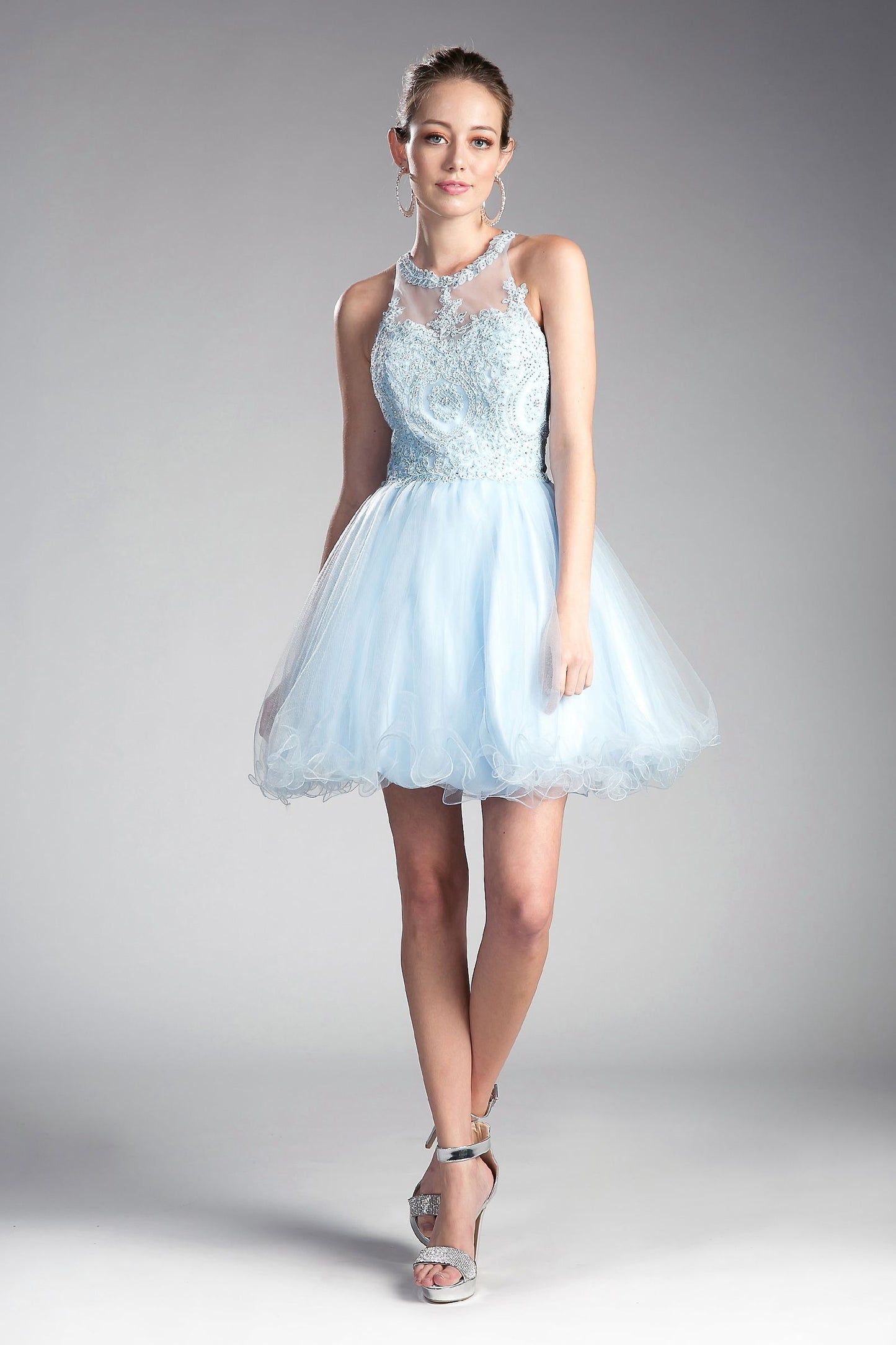 Short Lace Applique Dress by Cinderella Divine UJ0119