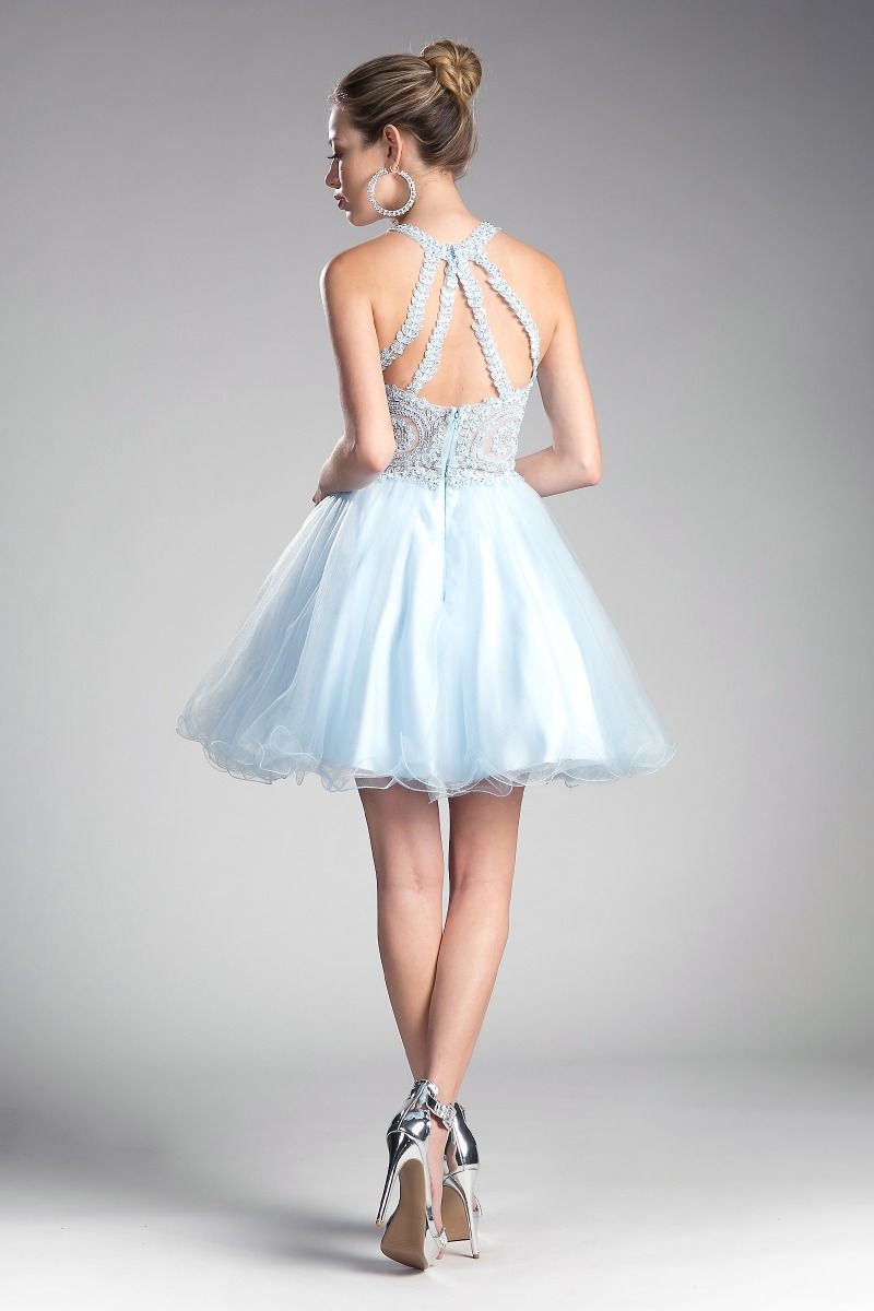 Short Lace Applique Dress by Cinderella Divine UJ0119