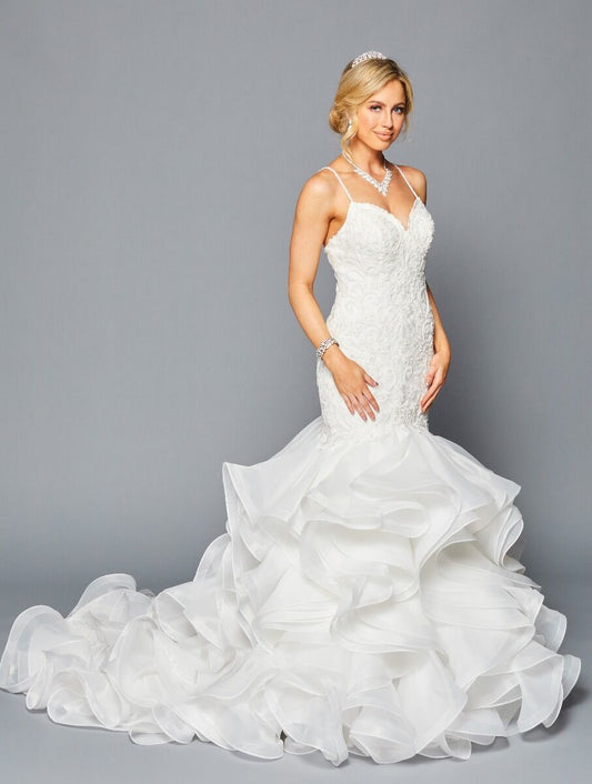 SPAGHETTI STRAP V-NECKLINE MERMAID WEDDING DRESS