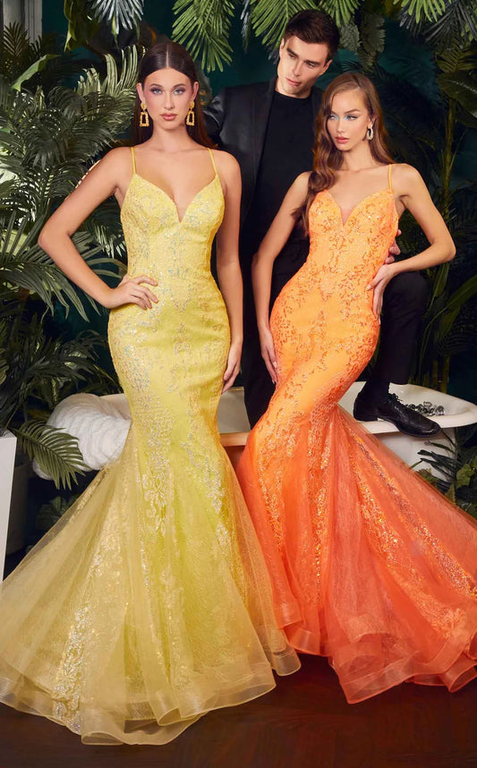 CC2279 GLITTER PRINTED MERMAID GOWN